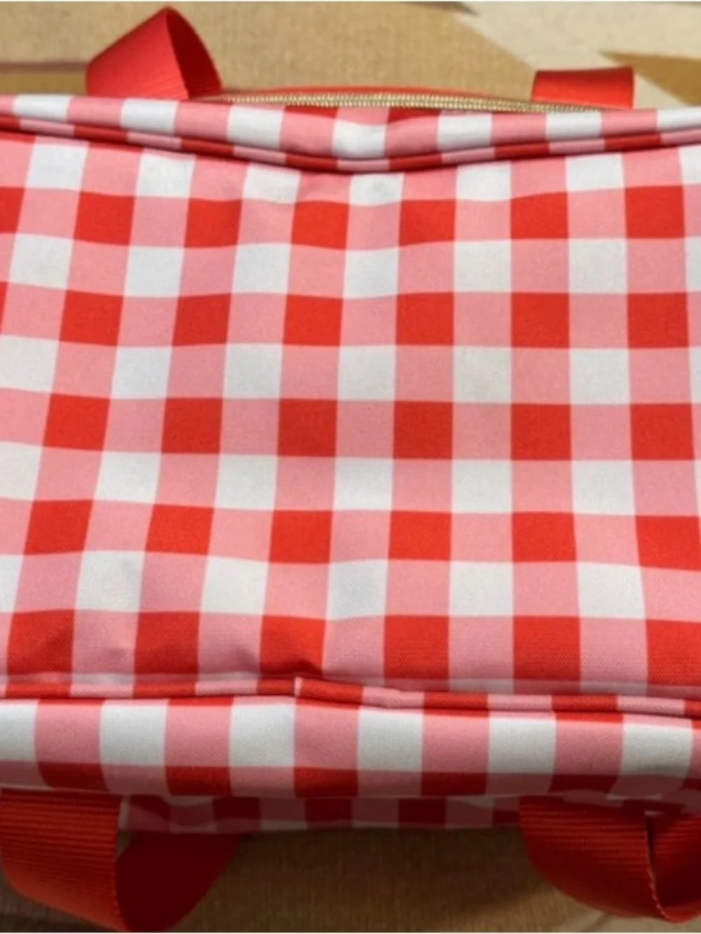 NWT Draper James Red White Gingham Insulated Cooler Bag Picnic Tote